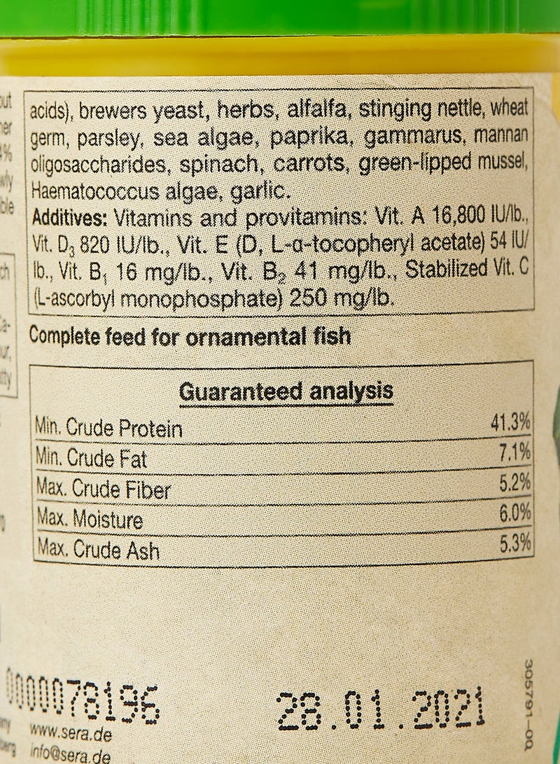 Sera - Guppy Gran Nature Veggie Food Yellow 44grams - Image 1