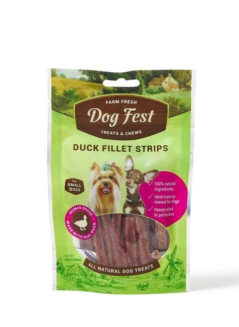 Duck Fillet Strips For Mini Dogs Treats 55grams