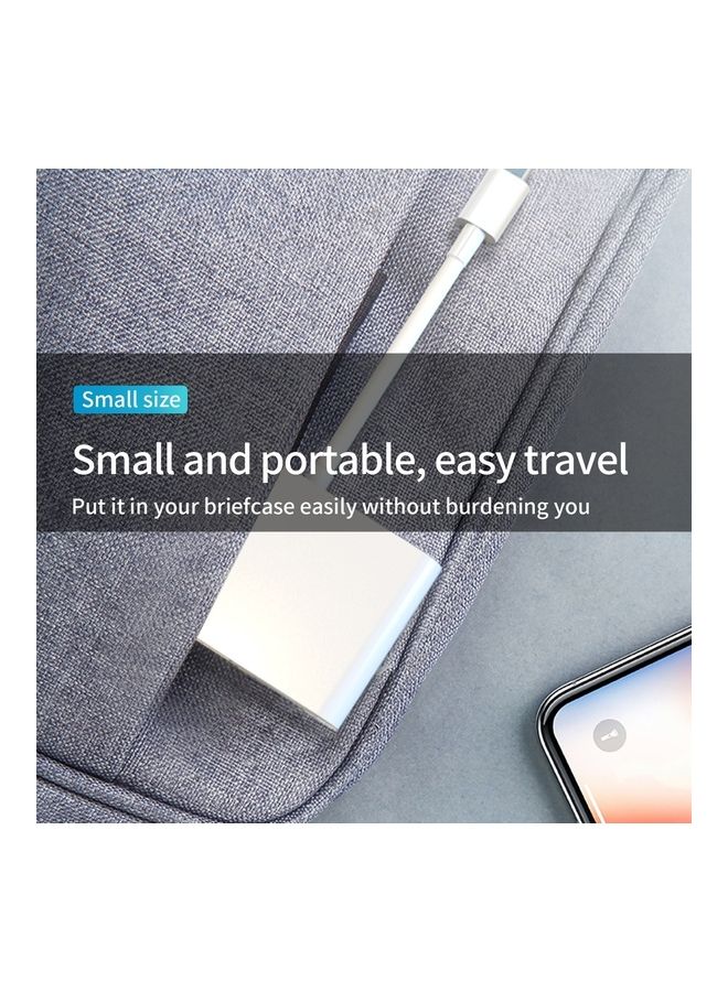 5-In-1 Type C Adapter Hub With 4K HDMI, VGA, 3.5mm Audio Jack, USB 3.0 And C PD Quick Charge Port. White - Image 5