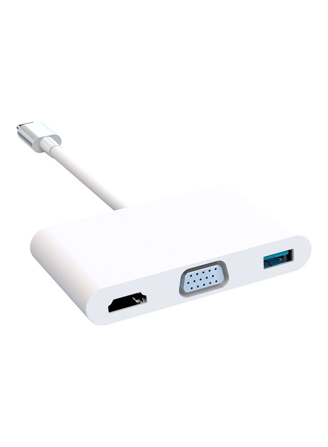 Generic - 7-In-1 Type C Adapter Hub With 4K HDMI, VGA, 3.5mm Audio Jack, USB 3.0, 2.0 And C PD Quick Charge Port White - Image 1