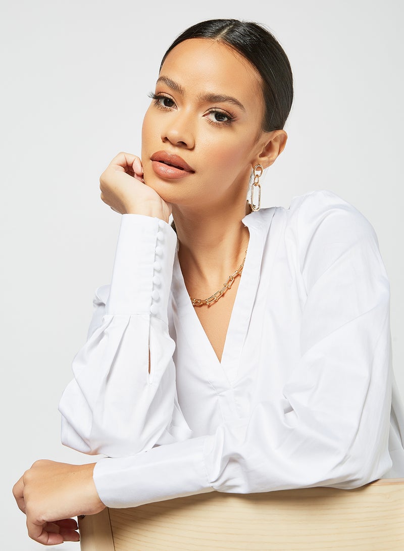SELECTED FEMME V-Neck Top White  - Image 4