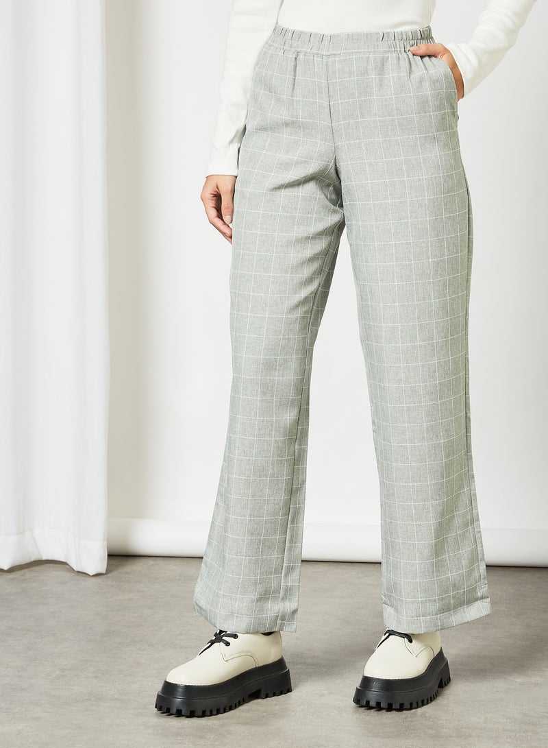 SELECTED FEMME - Check Print Trousers Grey - Image 1