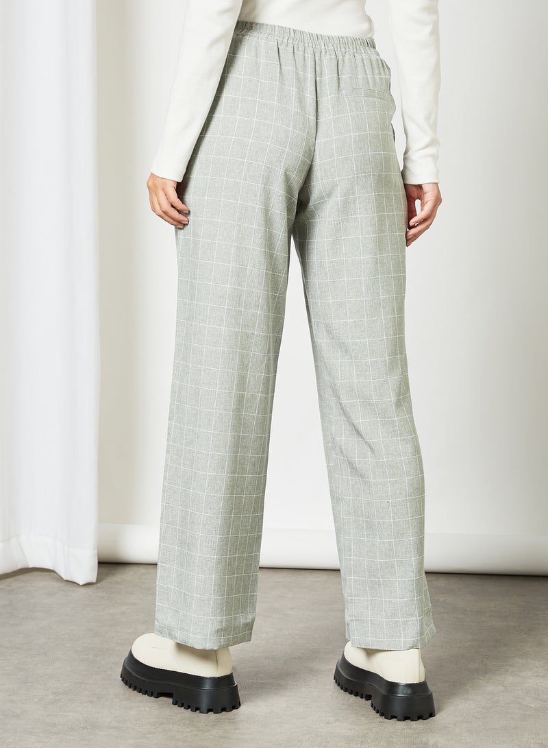 SELECTED FEMME - Check Print Trousers Grey - Image 1