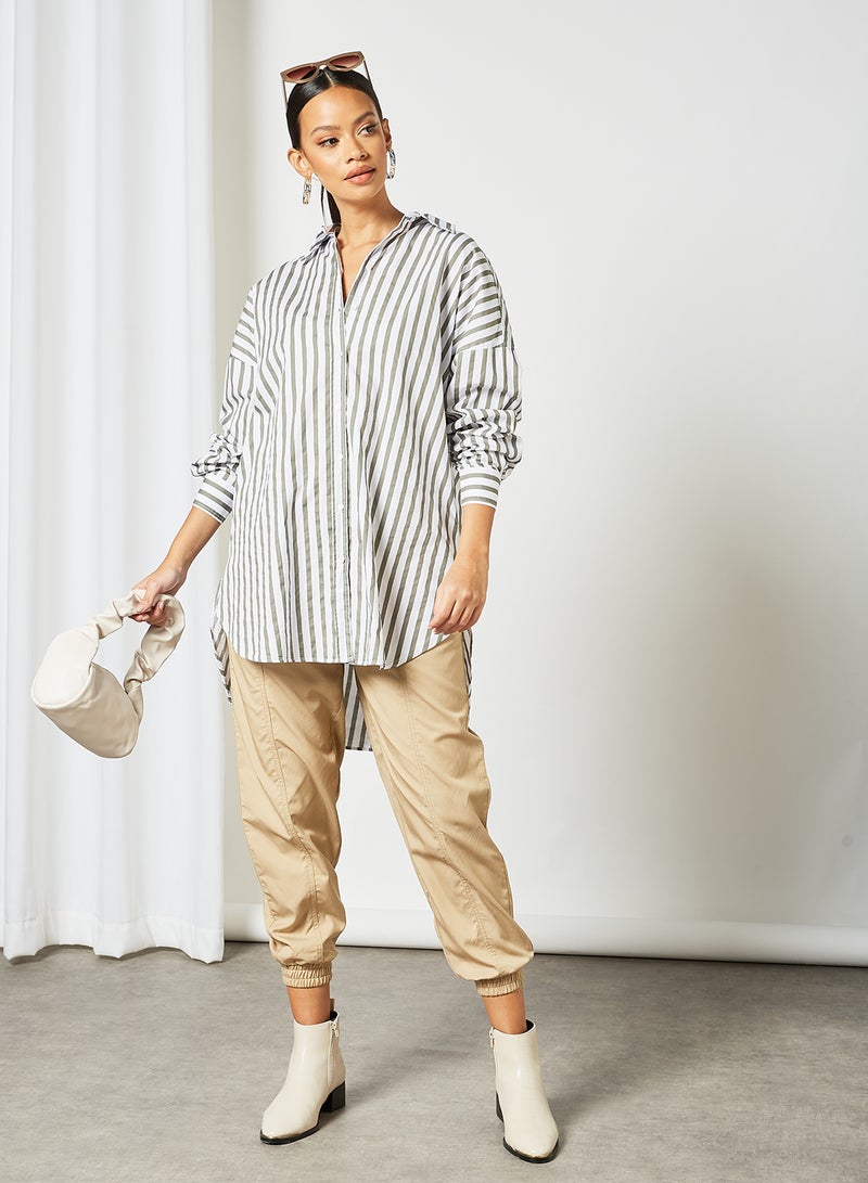 SELECTED FEMME Striped Oversized Shirt White/Green - Image 3