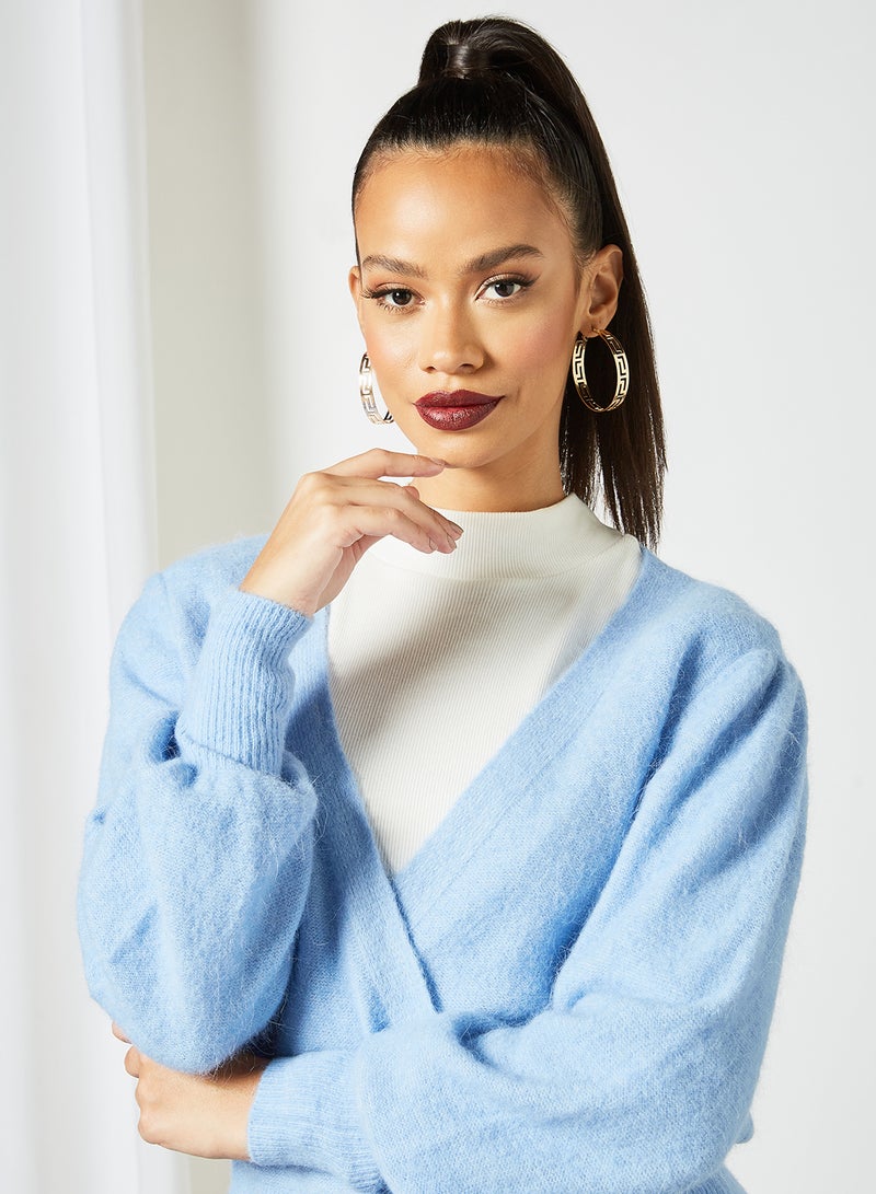 Y.A.S - Knitted Wrap Top Blue - Image 1