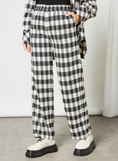 SELECTED FEMME Gingham Check Pants Black/White  - Image 1