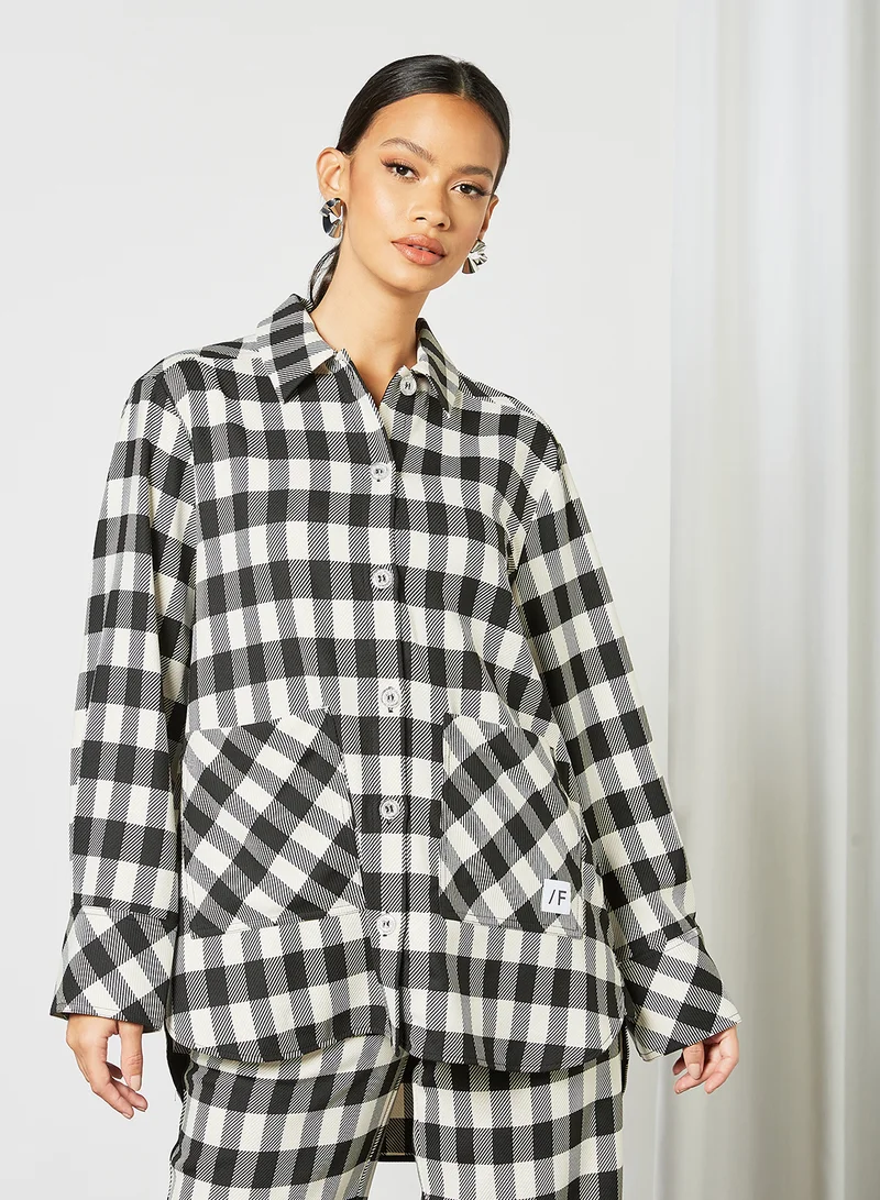 SELECTED FEMME Gingham Print Overshirt