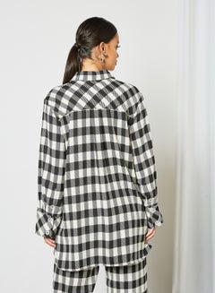 SELECTED FEMME Gingham Print Overshirt Black/White  - Image 2