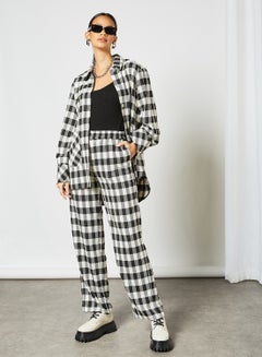 SELECTED FEMME Gingham Check Pants Black/White  - Image 3