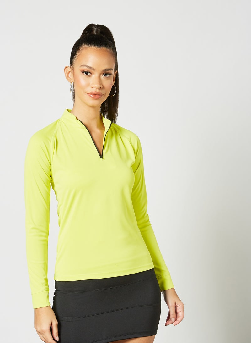 Zip-Up Neckline Active Top Neon Yellow - v1633855394/N46546194V_1