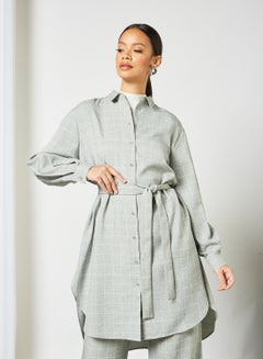 SELECTED FEMME Relaxed Fit Longline Shirt Grey  - Image 1