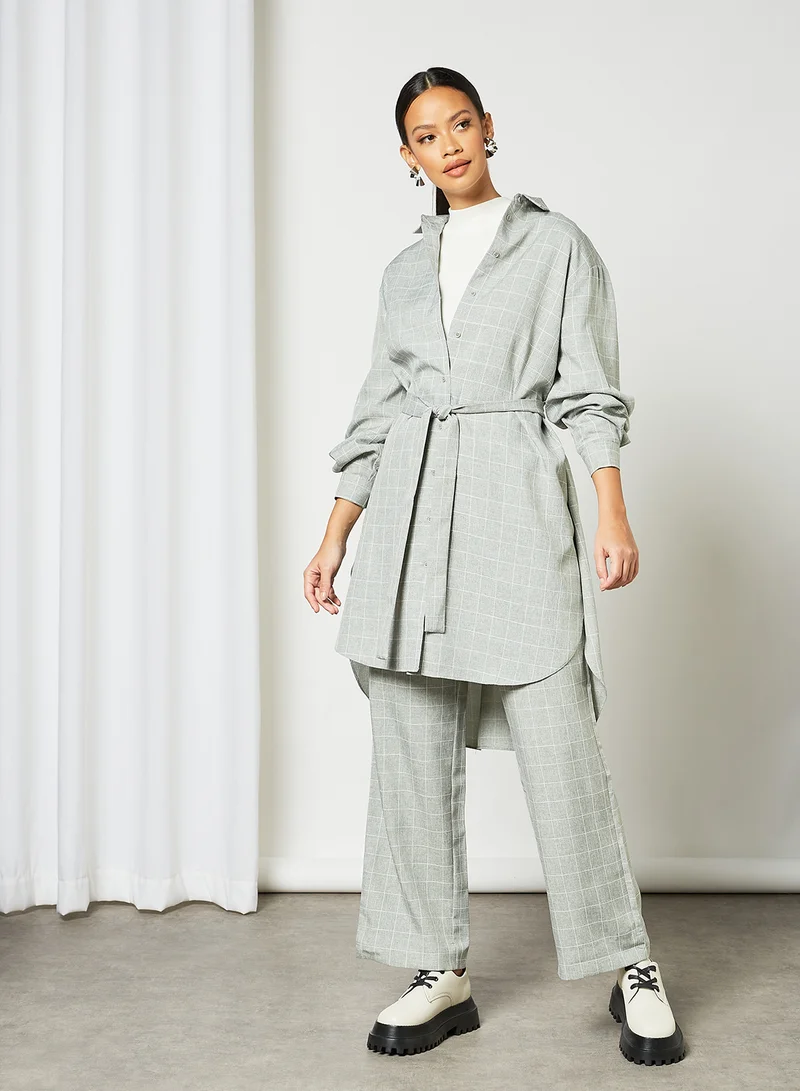SELECTED FEMME Relaxed Fit Longline Shirt Grey