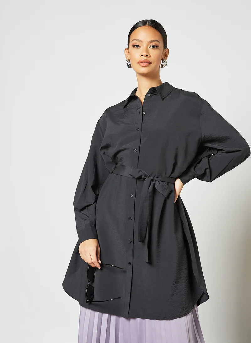 SELECTED FEMME Waist Tie Longline Shirt