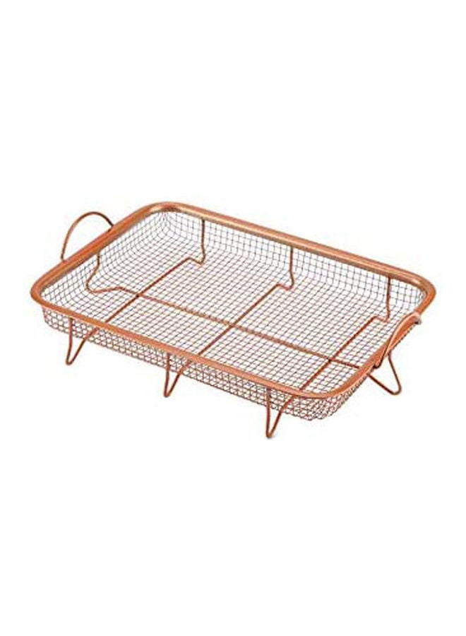 Generic Copper Crisper Tray Non Stick Oven Baking Tray With Elevated Mesh Crisping Grill Basket 2 Piece Set Gold ‎33.2  x  25.8  x  8.4cm  - Image 2