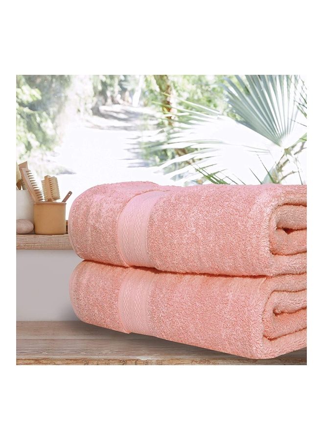 Bliss Casa 100% Cotton Premium 550 GSM Highly Absorbent, Quick Dry And Soft Feel Bathroom Towels Superior Quality Ring  Spun Cotton Luxury Towels Set Pink 73x147cm  - Image 2