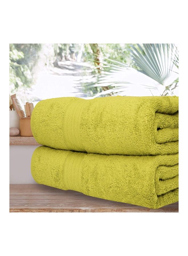 Bliss Casa 100% Cotton Premium 550 GSM Highly Absorbent, Quick Dry And Soft Feel Bathroom Towels Quality Ring  Spun Cotton Luxury Towels Set Yellow 73x147cm  - Image 2