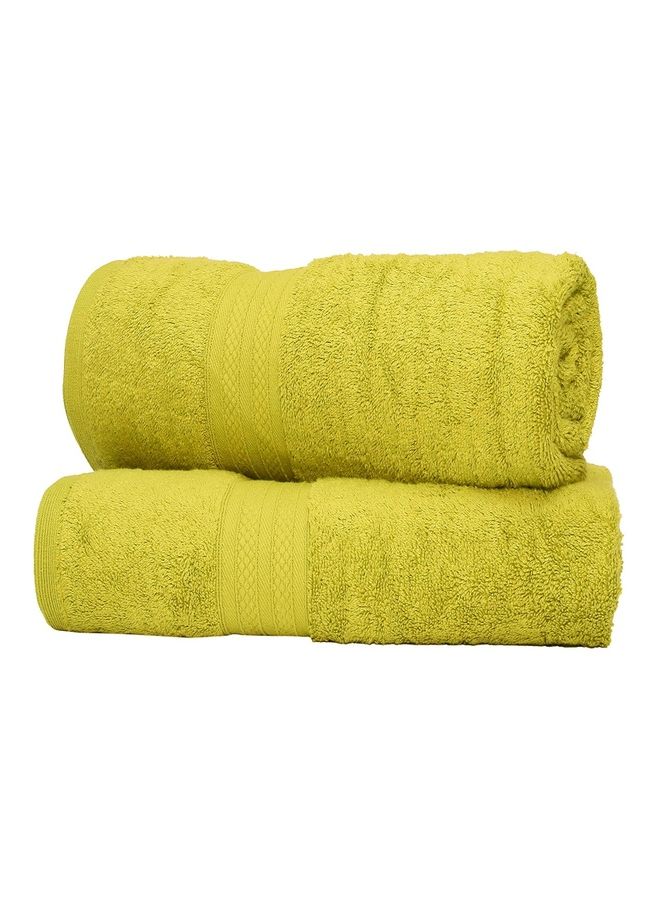 Bliss Casa 100% Cotton Premium 550 GSM Highly Absorbent, Quick Dry And Soft Feel Bathroom Towels Quality Ring  Spun Cotton Luxury Towels Set Yellow 73x147cm  - Image 3