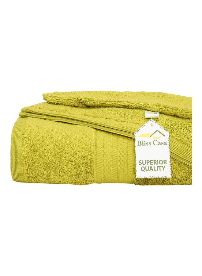 Bliss Casa 100% Cotton Premium 550 GSM Highly Absorbent, Quick Dry And Soft Feel Bathroom Towels Quality Ring  Spun Cotton Luxury Towels Set Yellow 73x147cm  - Image 4