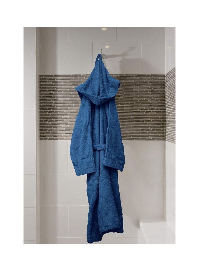 100% Cotton Super Soft Highly Absorbent Hooded Bathrobe Dark Blue Adult Size - v1633859363/N51291649A_4