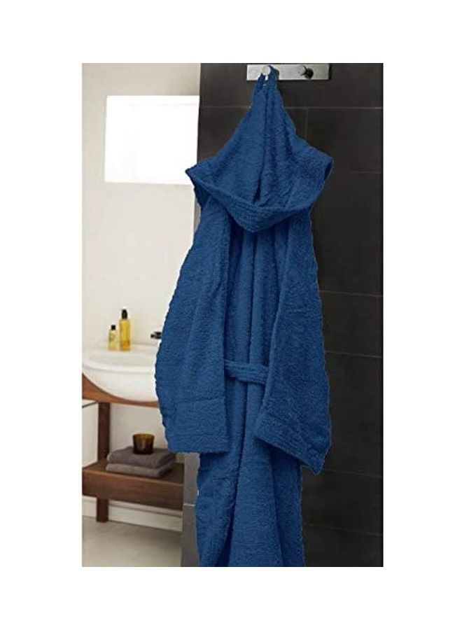 100% Cotton Super Soft Highly Absorbent Hooded Bathrobe Dark Blue Adult Size - v1633859363/N51291649A_6