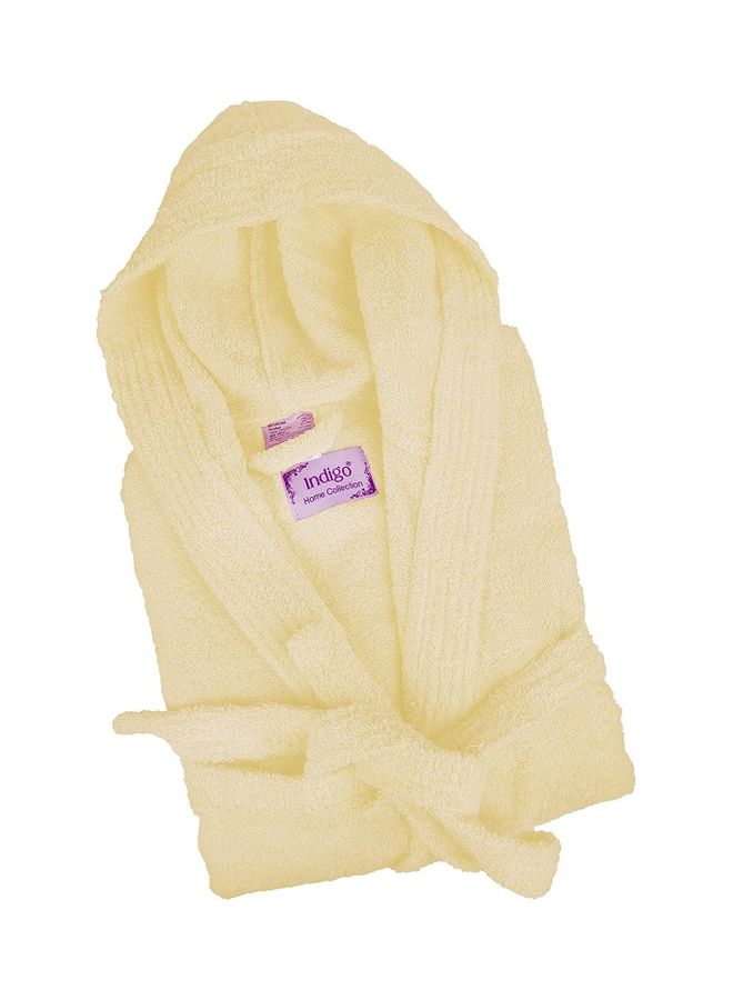 Home Essentials - Bliss Casa - Unisex Bathrobe - 100% Cotton Super Soft Highly Absorbent Bathrobes For Women & Men- Perfect for Everyday Use Unisex Cream Adult Size - Image 1