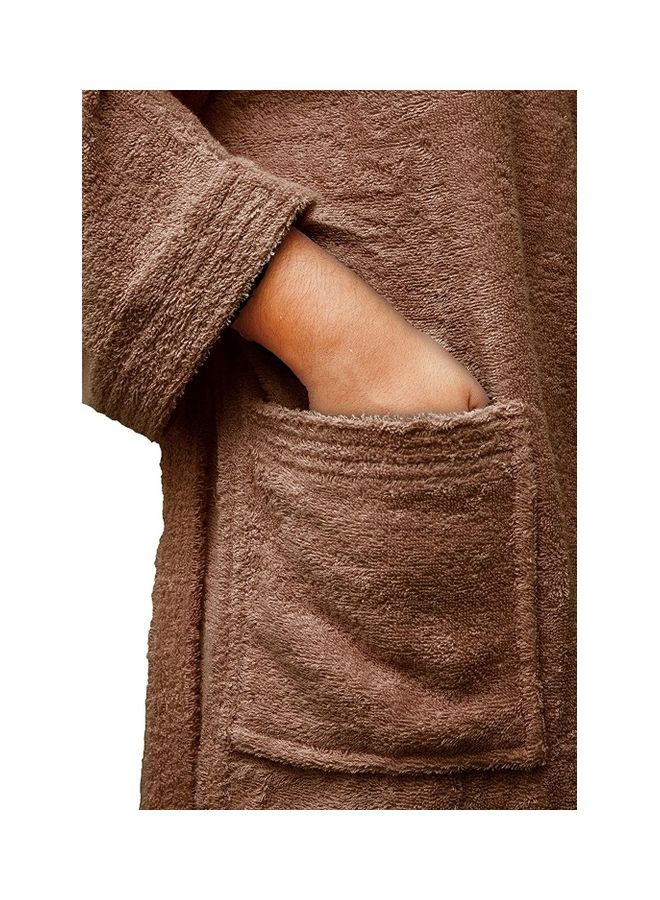 Home Essentials Bliss Casa - Unisex Bathrobe - 100% Cotton Super Soft Highly Absorbent Bathrobes For Women & Men- Perfect for Everyday Use Unisex Brown Adult Size  - Image 2