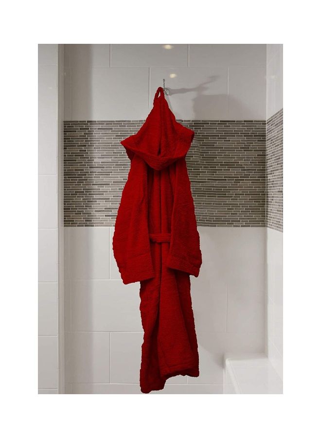 هوم إسنشالز روب استحمام من القطن 100% فائق النعومة وعالي الامتصاص بغطاء للرأس بورغندي Adult Size  - Image 3
