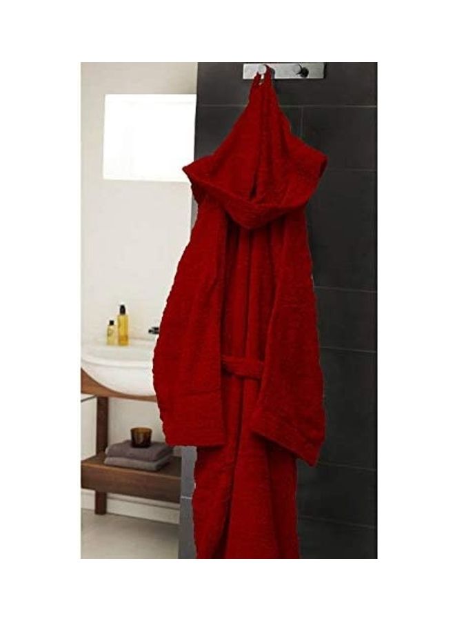 هوم إسنشالز روب استحمام من القطن 100% فائق النعومة وعالي الامتصاص بغطاء للرأس بورغندي Adult Size  - Image 4