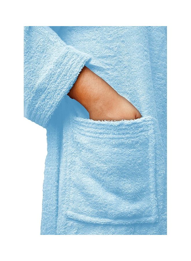 Home Essentials - Bliss Casa Unisex Bathrobe 100% Cotton Super Soft Highly Absorbent Bathrobes For Women & Men Perfect for Everyday Use Unisex Adult Light Blue Adult Size - Image 1