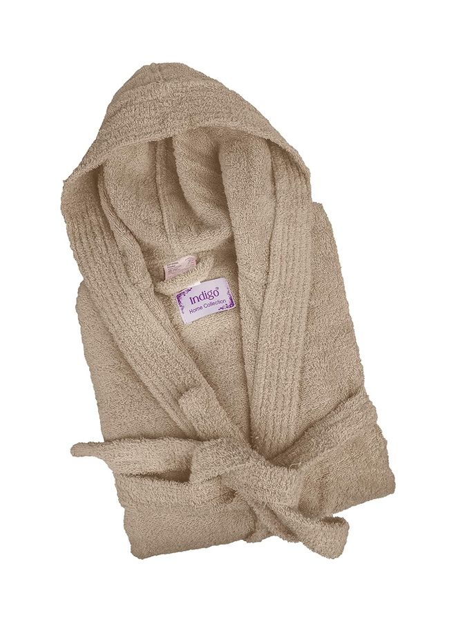 Bliss Casa - Unisex Bathrobe - 100% Cotton Super Soft Highly Absorbent Bathrobes For Women & Men- Perfect for Everyday Use Unisex Adult Beige Adult Size 