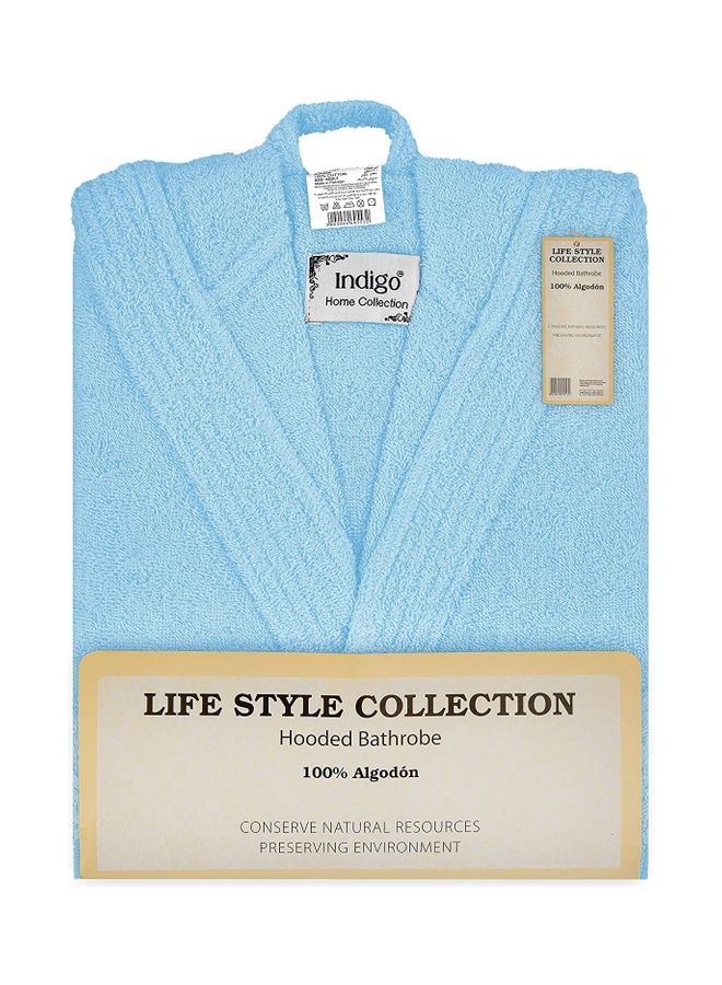 Home Essentials - Bliss Casa Unisex Bathrobe 100% Cotton Super Soft Highly Absorbent Bathrobes For Women & Men Perfect for Everyday Use Unisex Adult Light Blue Adult Size - Image 1