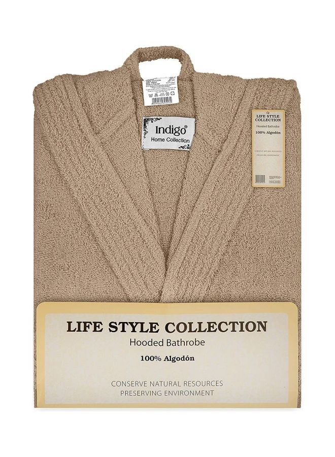 Home Essentials - Bliss Casa - Unisex Bathrobe - 100% Cotton Super Soft Highly Absorbent Bathrobes For Women & Men- Perfect for Everyday Use Unisex Adult Beige Adult Size - Image 1