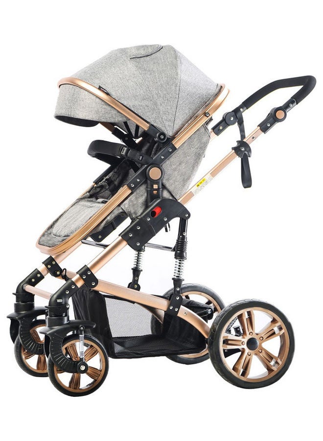 3 In1 Pram Stroller Sleeping Bassinet And Extra Wide Seat With Wide Canopy, Spill Proof Mat - Grey - v1633861744/N51291964A_3