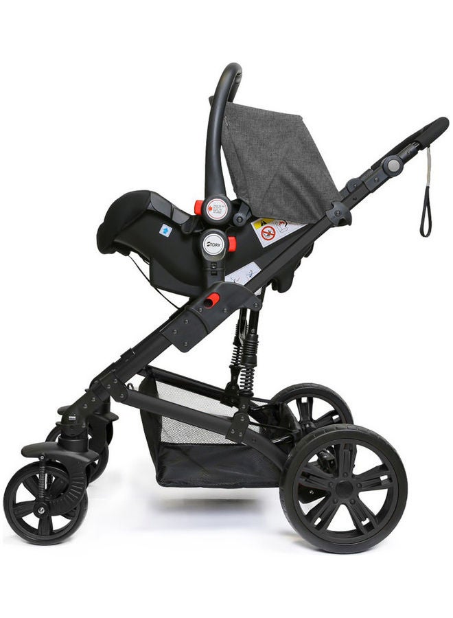 3 In1 Pram Stroller Sleeping Bassinet And Extra Wide Seat With Wide Canopy, Spill Proof Mat - Grey - v1633861744/N51291964A_5