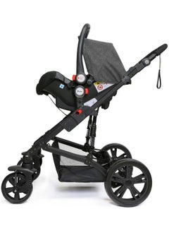 TEKNUM 3 In1 Pram Stroller Sleeping Bassinet And Extra Wide Seat With Wide Canopy, Spill Proof Mat - Grey  - Image 5