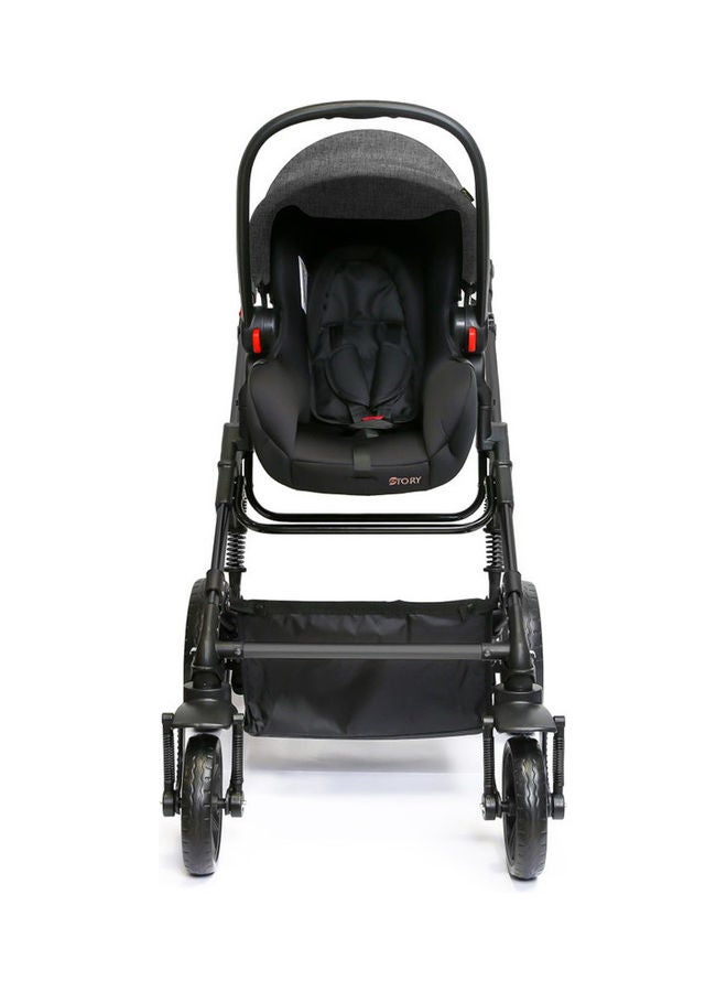 TEKNUM - 3 In1 Pram Stroller Sleeping Bassinet And Extra Wide Seat With Wide Canopy, Spill Proof Mat - Grey - Image 1