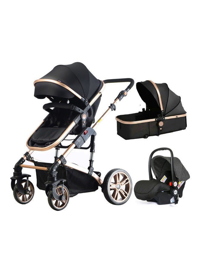 3 In1 Pram Stroller Sleeping Bassinet And Extra Wide Seat With Wide Canopy, Spill Proof Mat - Black - v1633861744/N51291965A_1