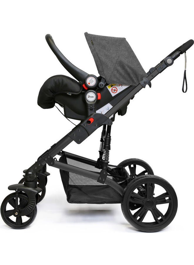 3 In1 Pram Stroller Sleeping Bassinet And Extra Wide Seat With Wide Canopy, Spill Proof Mat - Black - v1633861744/N51291965A_6