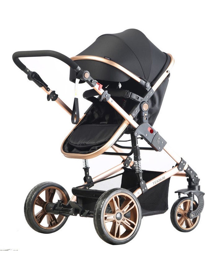 3 In1 Pram Stroller Sleeping Bassinet And Extra Wide Seat With Wide Canopy, Spill Proof Mat - Black - v1633861745/N51291965A_4