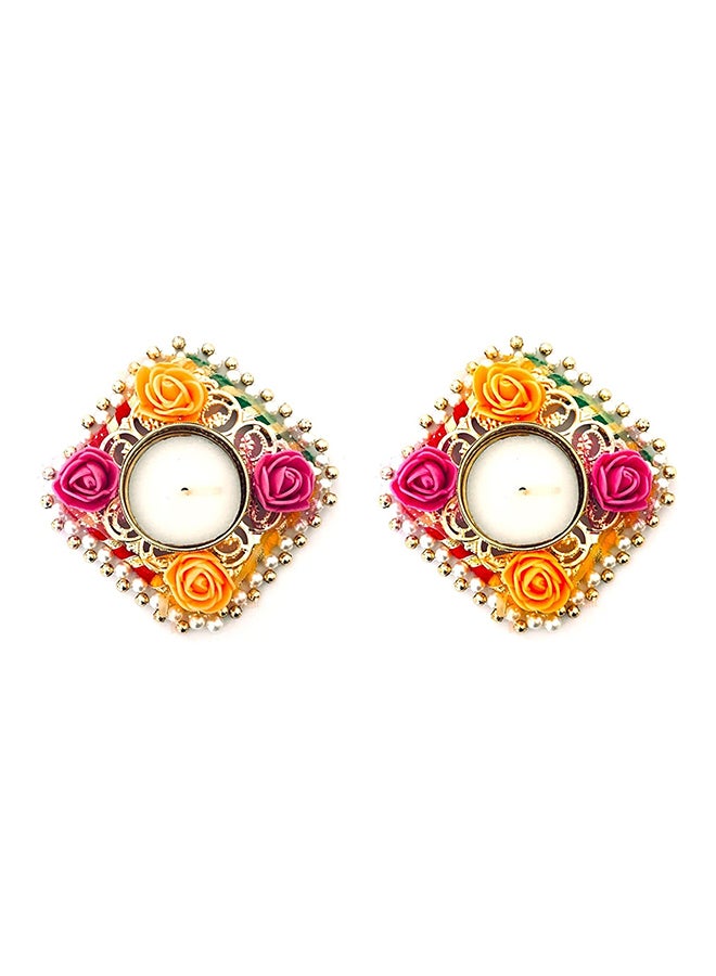 Shreeji Decorative Set Of 2 Diwali T Light Candle Holder Floating 105 Multicolour 3.5inch - Image 1