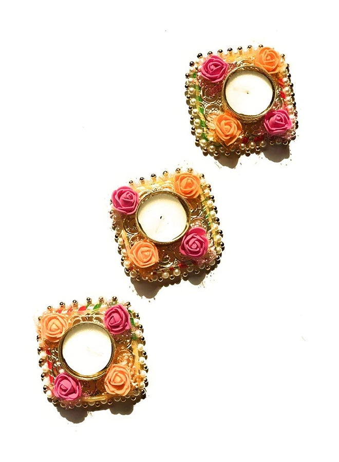 Shreeji Decorative Set Of 2 Diwali T Light Candle Holder Floating 105 Multicolour 3.5inch - Image 2
