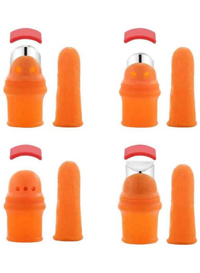 فوزا طقم سكاكين من السيليكون للنباتات والبستنة مكون من 4 قطع، وسكين حصاد منفصل من المطاط والاستانلس ستيل لالتقاط الفاكهة والخضراوات برتقالي - Image 1