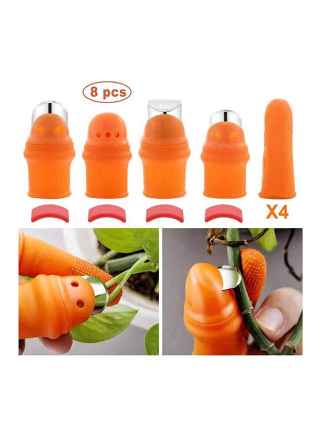 فوزا طقم سكاكين من السيليكون للنباتات والبستنة مكون من 4 قطع، وسكين حصاد منفصل من المطاط والاستانلس ستيل لالتقاط الفاكهة والخضراوات برتقالي - Image 2