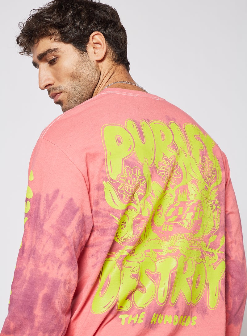 The Hundreds Purify & Destroy Long Sleeve T-Shirt Pink  - Image 1