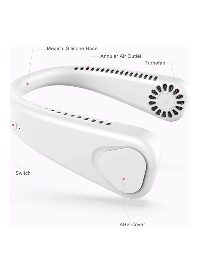 مروحة رقبة من دون شفرات قابلة لإعادة الشحن أبيض - Image 2