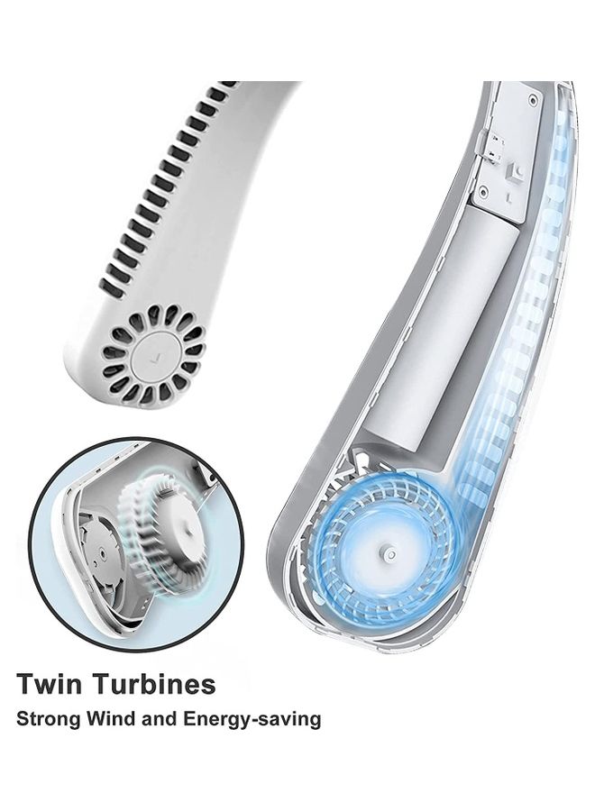 مروحة رقبة من دون شفرات قابلة لإعادة الشحن أبيض - Image 3