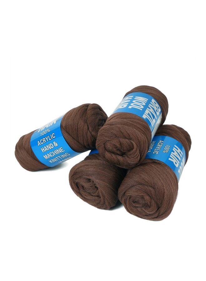 4-Piece Brazilian Woolen Braiding Hair Extensions Brown 280grams
