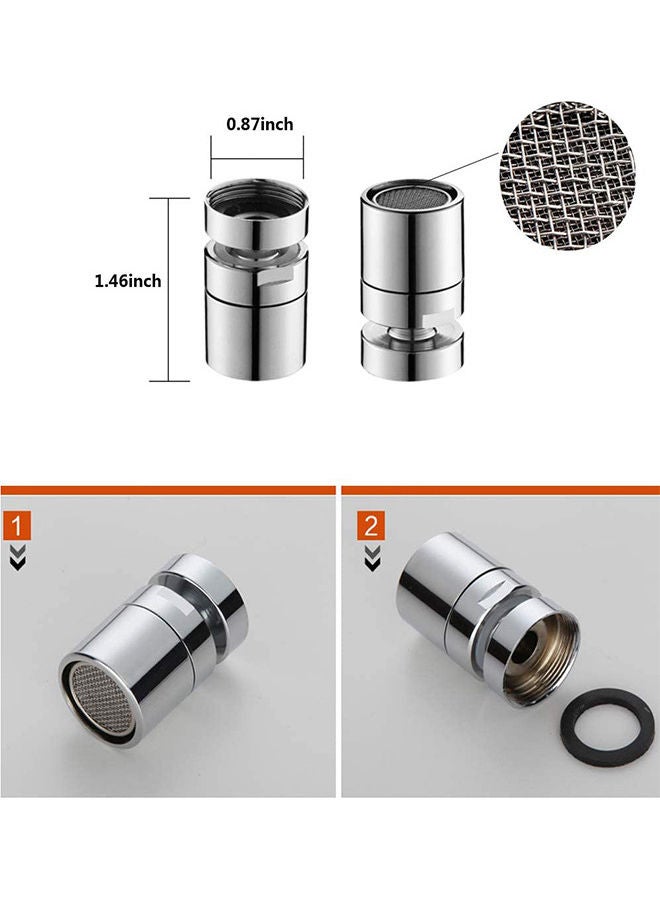 2-Piece 360-Degree Rotate Swivel Kitchen Sink Tap Aerator Silver 3.7x2.2x2.2cm  - Image 2