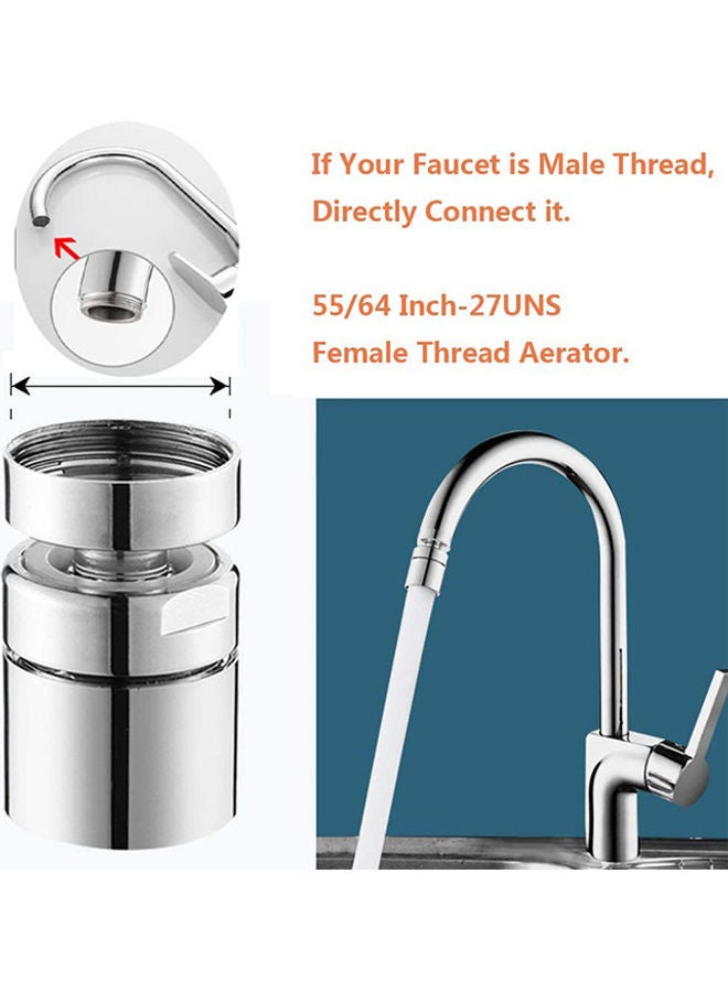 2-Piece 360-Degree Rotate Swivel Kitchen Sink Tap Aerator Silver 3.7x2.2x2.2cm  - Image 3