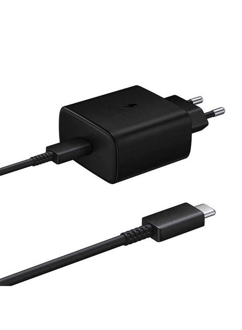 محول الشحن السريع للسفر بمنفذ USB-C وقدرة 45 وات مع كابل USB-C سريع أسود